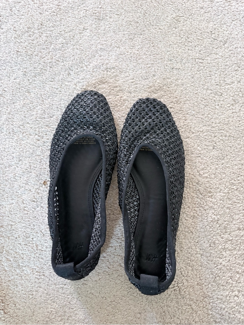 H&M Black Knit Slip-On Ballet Flats